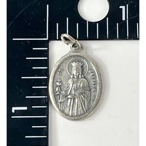 Patron Saint Barbara Italian Medal Pendant Charm Catholic Religious Sacred Vtg